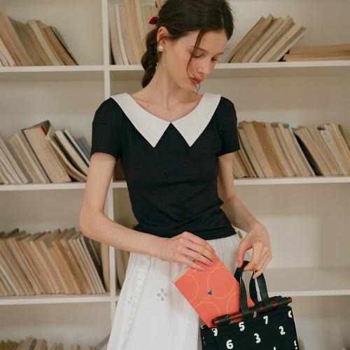 Cest_Embroidered collar short sleeve top
