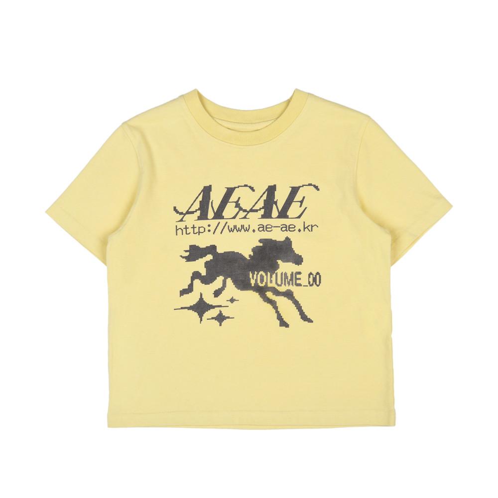 에이이에이이 aeae BITMAP GRAPHIC CROP T-SHIRTS [YELLOW]