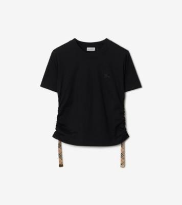 페스티벌 코튼 티셔츠 (블랙) - 여성, 면 | 공식 Burberry®