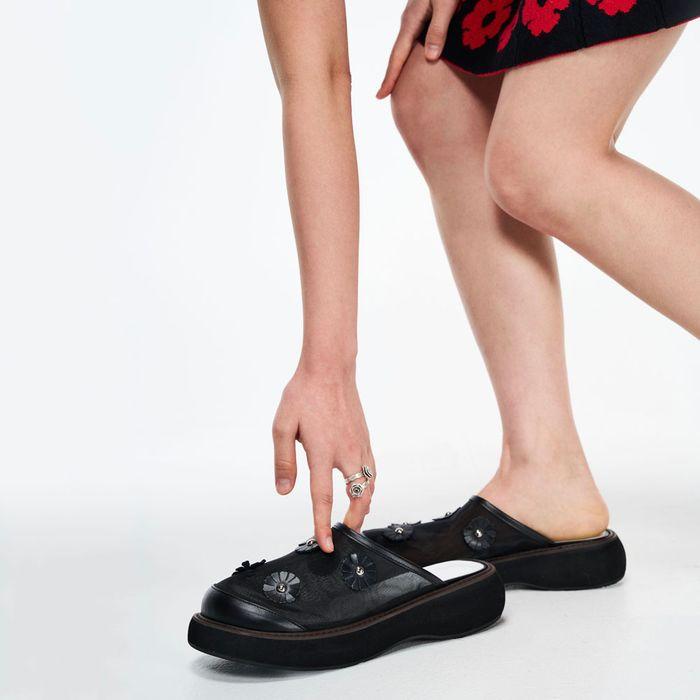 Mesh Flower Dot Mule_메쉬 플랫폼 뮬 (4COLOR)