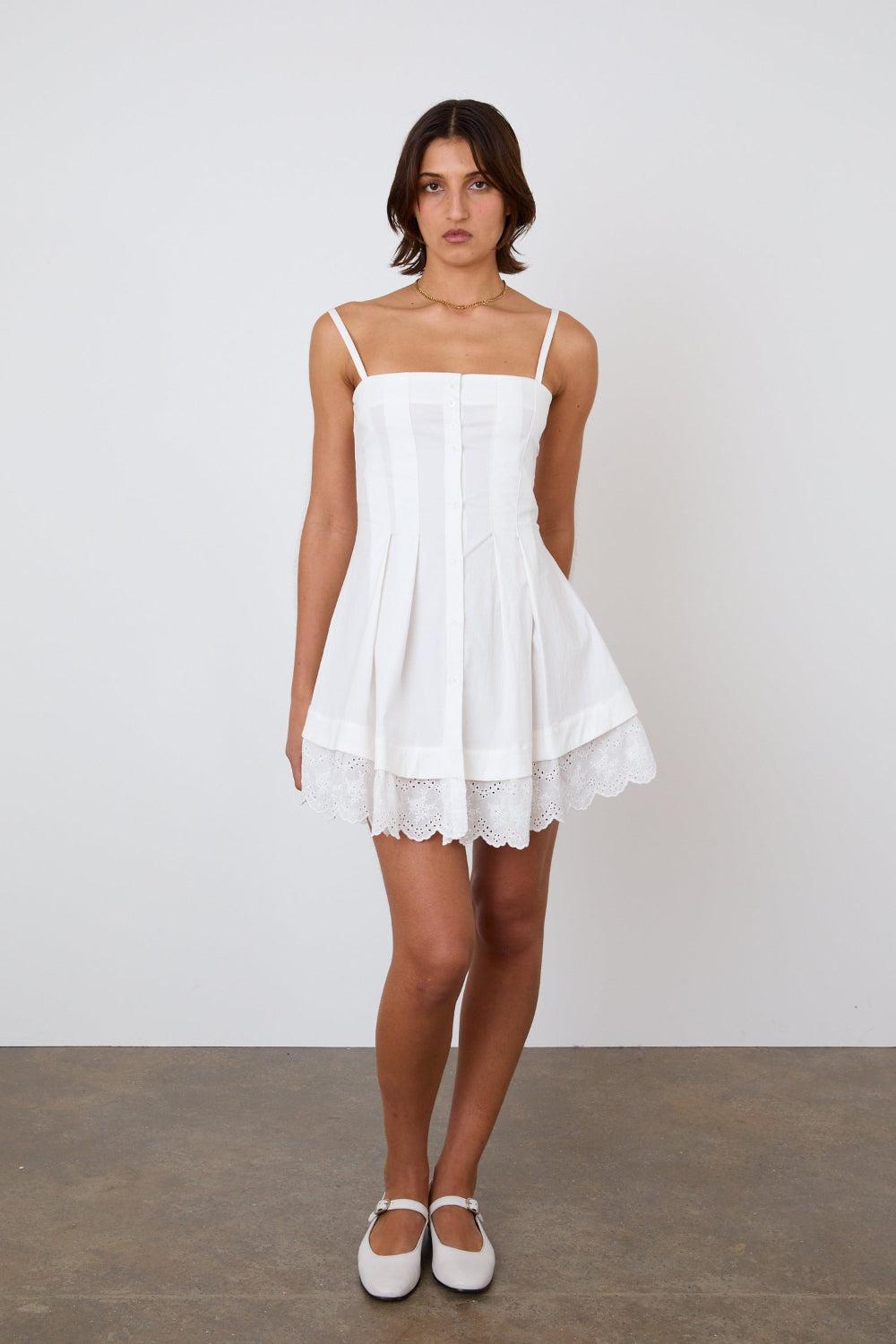 The Renee Mini Dress, Porcelain - Porcelain / XS
