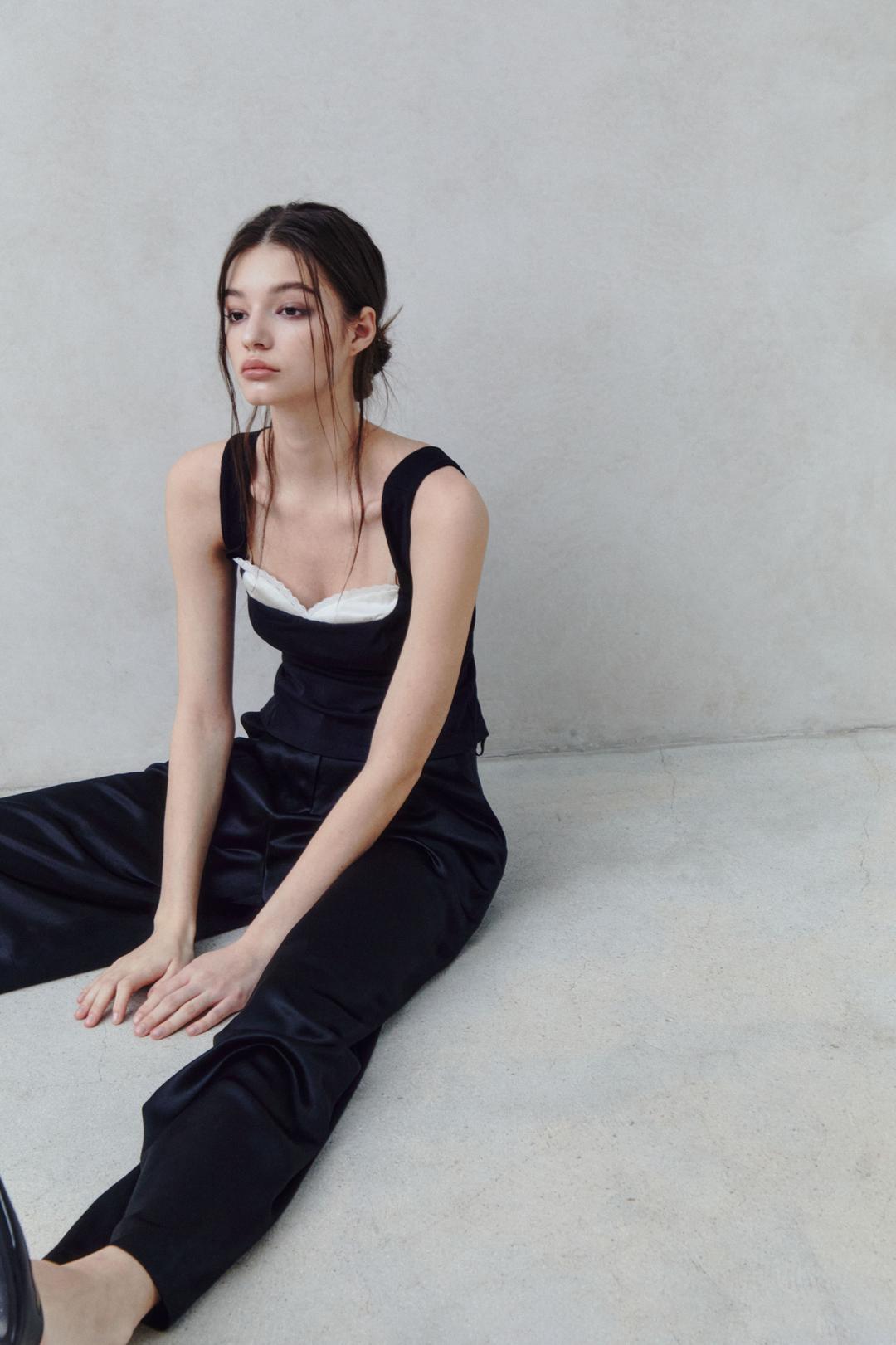 실크 레이스 란제리 탑