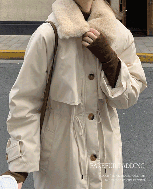 [인기 재진행] 페이크퍼 야상 롱 패딩 코트 - 4color