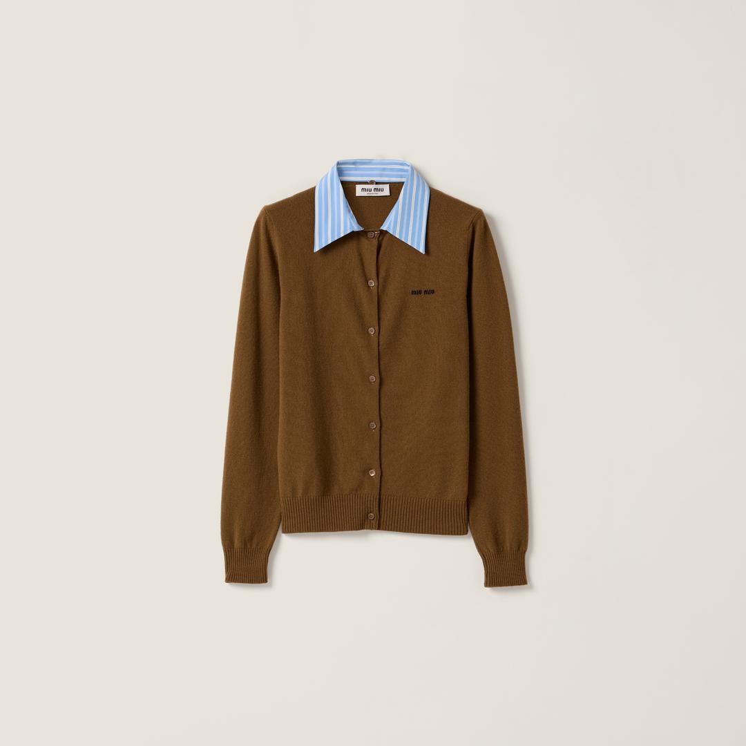 카라 장식 캐시미어 가디건