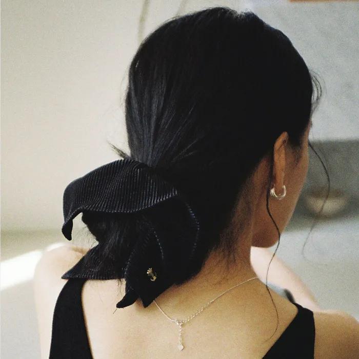 [2차리오더] [파우치 포장] Lyra Pleats Scrunchie - Black
