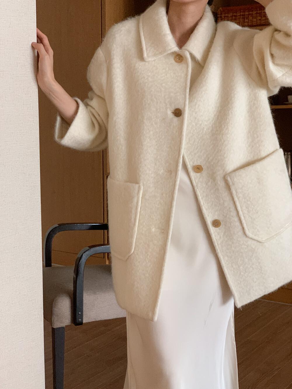 (2colors) Salmon mohair coat