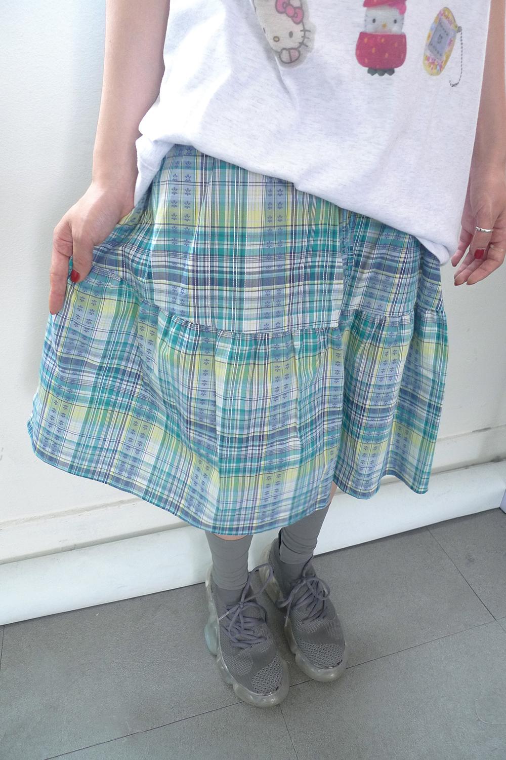 히피디피 picnic check skirt (turquoise)