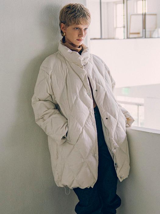 SIOT4122 다이아 퀼팅 하프 패딩_Ivory