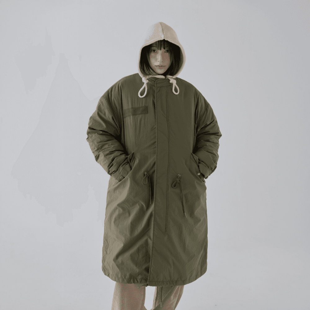 팹캐시 패딩탈착 기장선택  롱 야상패딩 M65 피쉬테일 개파카 오버핏 야상점퍼 남녀공용 자켓