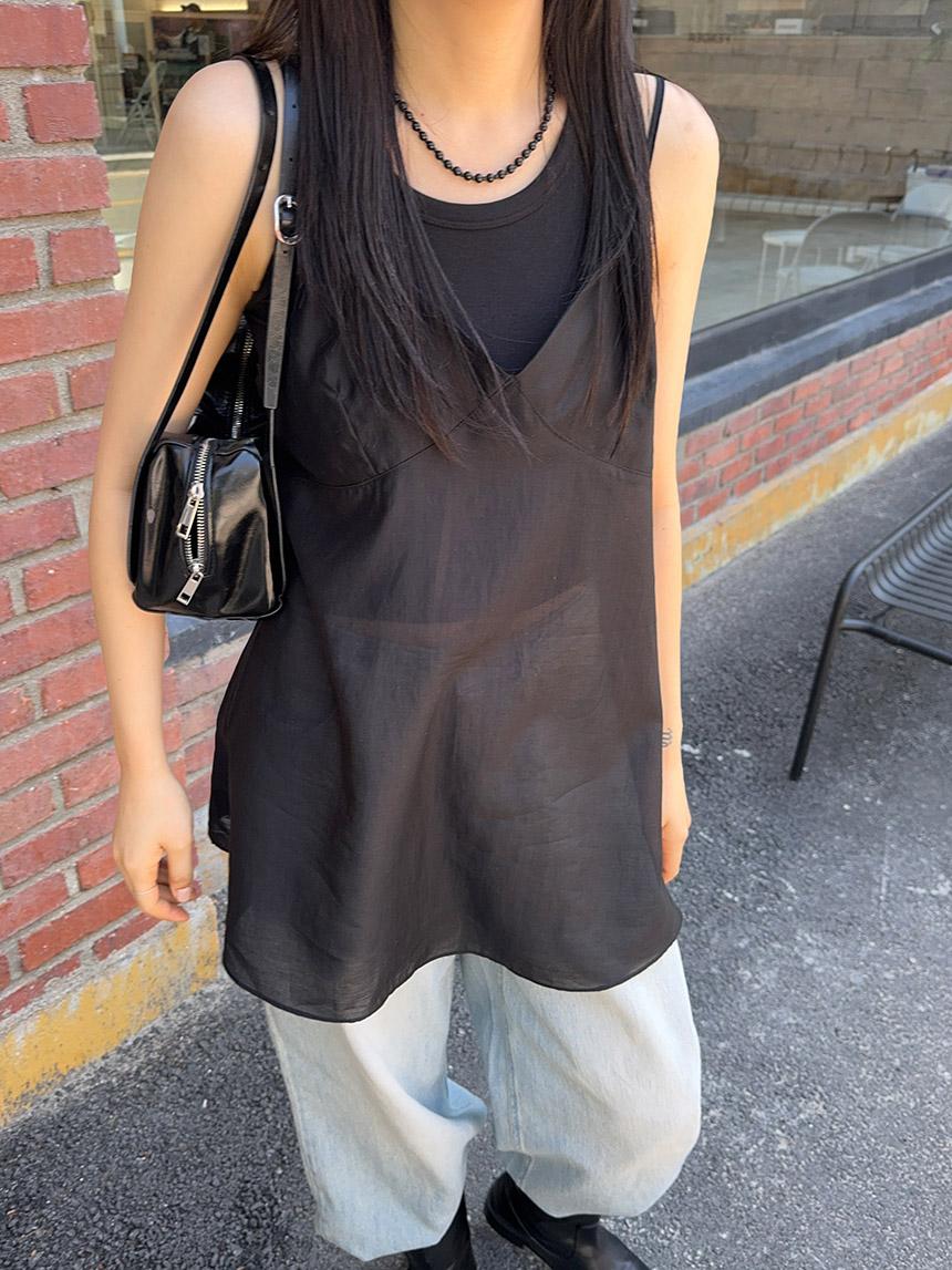 세노 [주문량BEST] 시스루 레이어드 오간자 드웨인 나시 원피스 (4color)