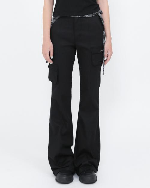 Line pocket cargo pants BLACK