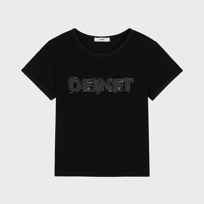 DEINET LOGO LINGER T-SHIRTS IN BLACK