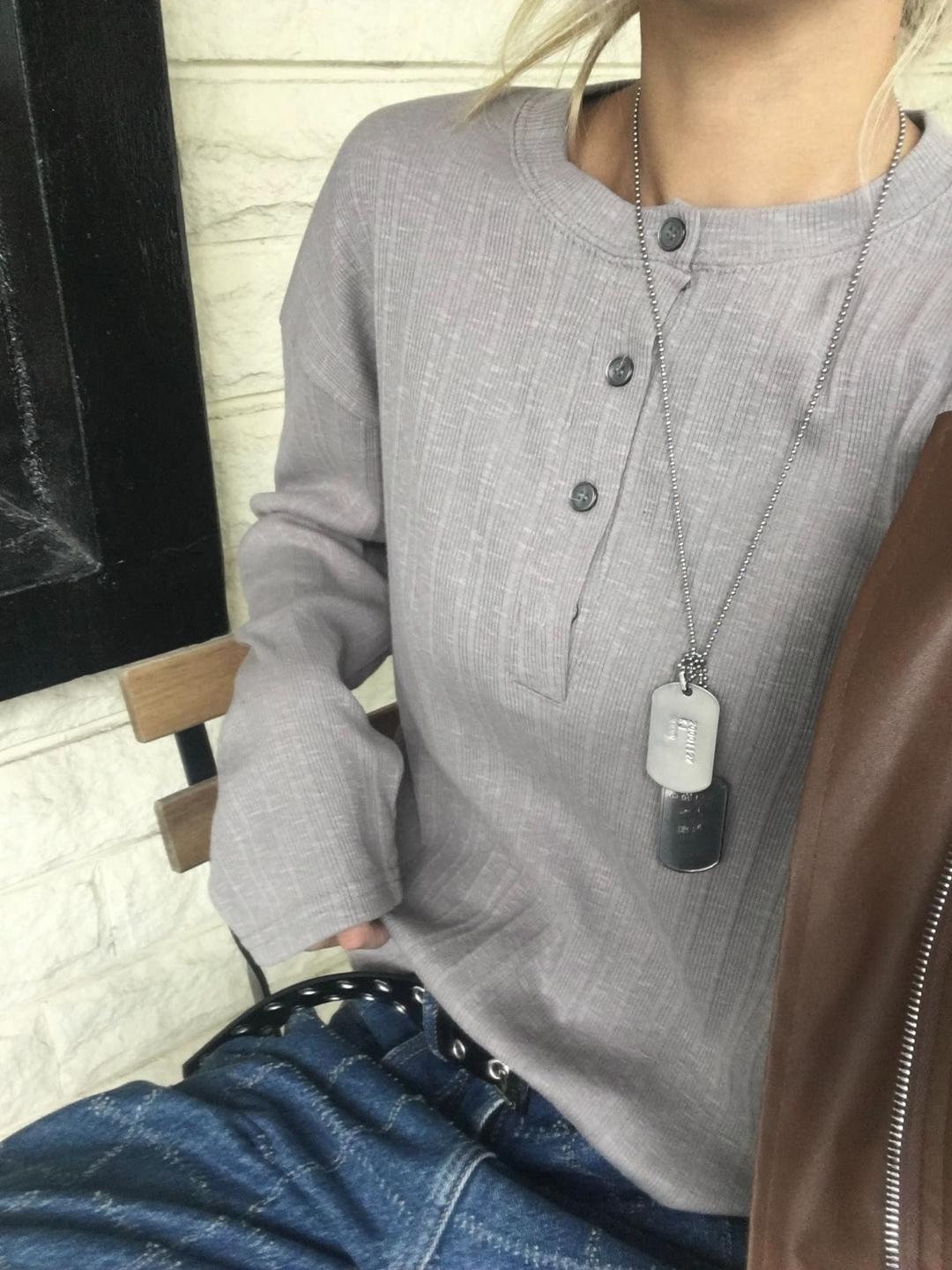 unisex 코슨 골지 헨리넥 긴팔티4C