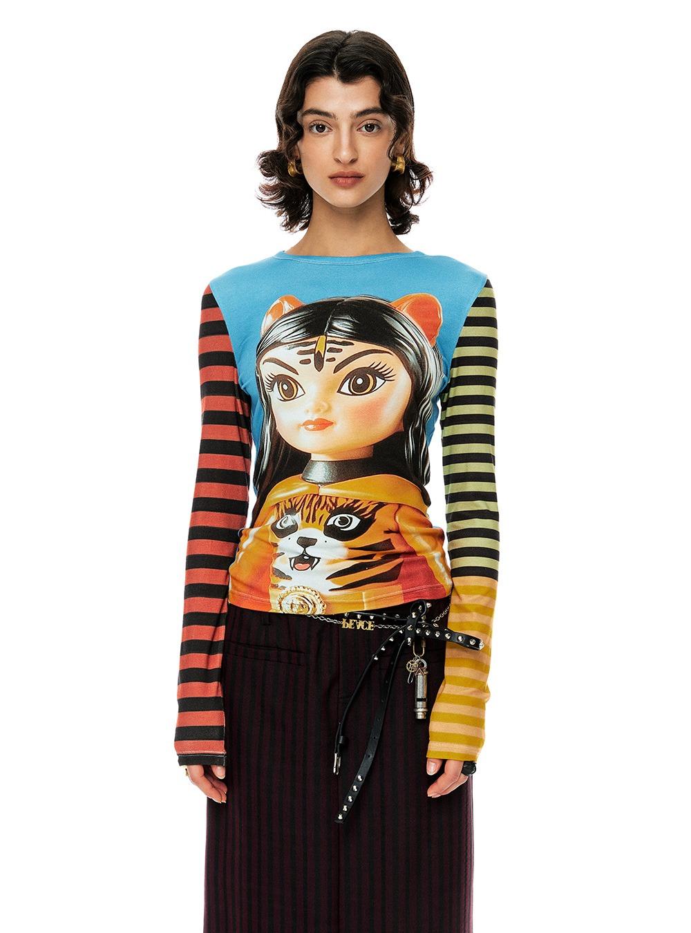 Tiger Girl Base Print Crew Neck T-Shirt