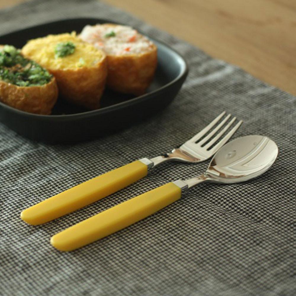 국산 컬러칩 키즈 유아 이유식 아기숟가락 유치원 어린이집수저 스텐 스푼포크세트