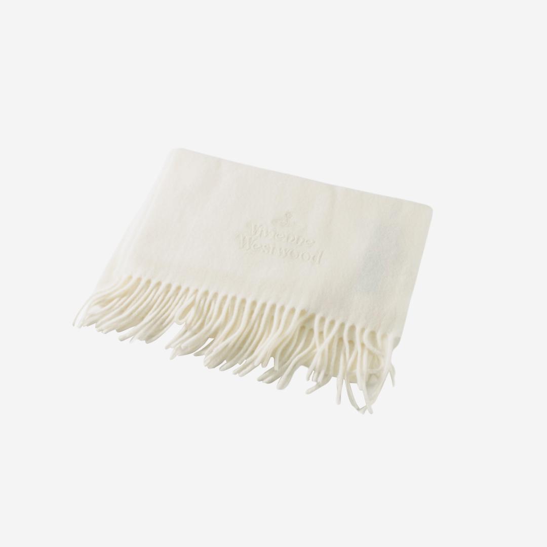 Vivienne Westwood Embroidered Lambswool Scarf White