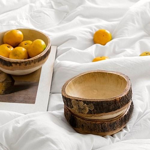 제레바 망고 원형 우드볼 핸드메이드 나무그릇 샐러드 접시