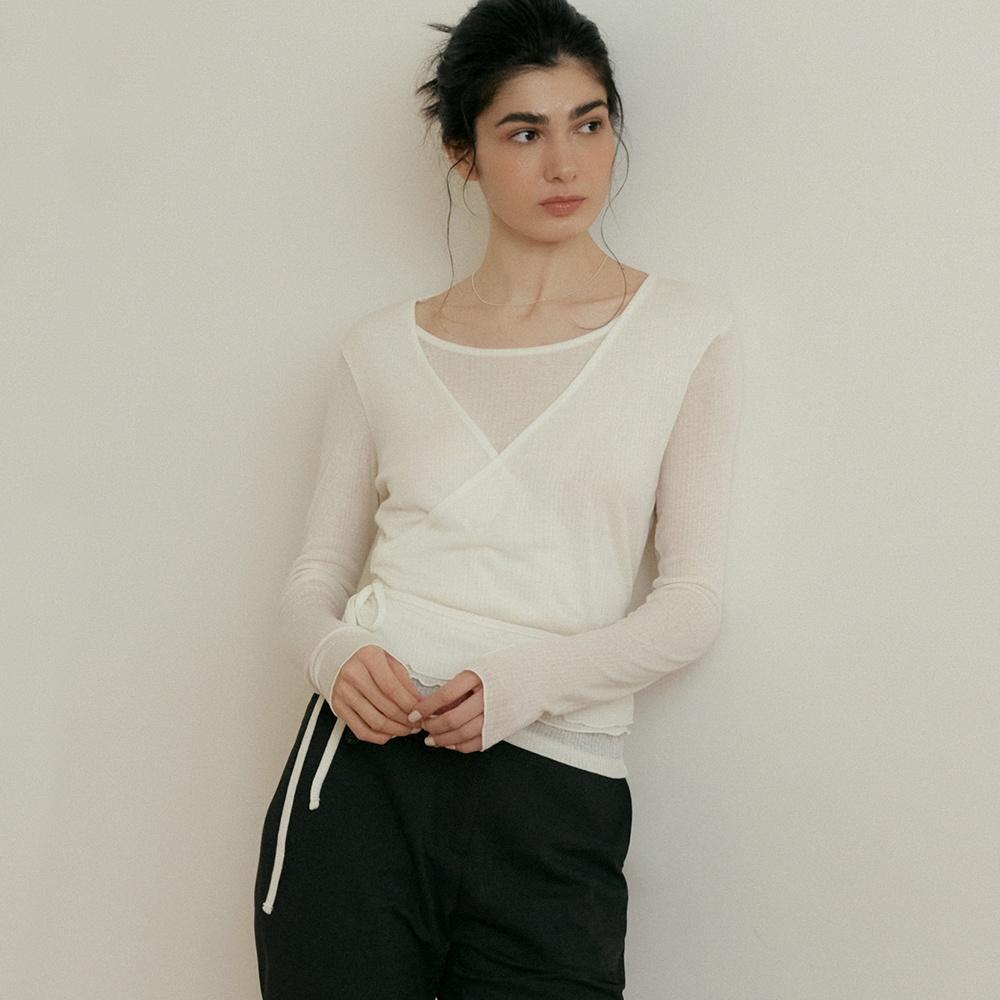 comos 1059 wrap frill T-shirt (ivory)