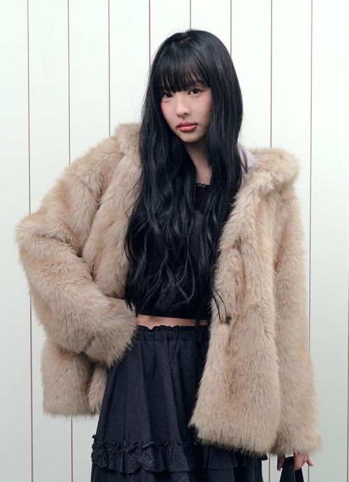 KOA HOOD FUR JACKET / BEIGE