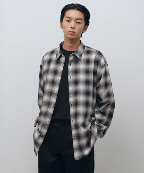 릴렉스드 옴브레 체크 셔츠 3 [블랙/아이보리]