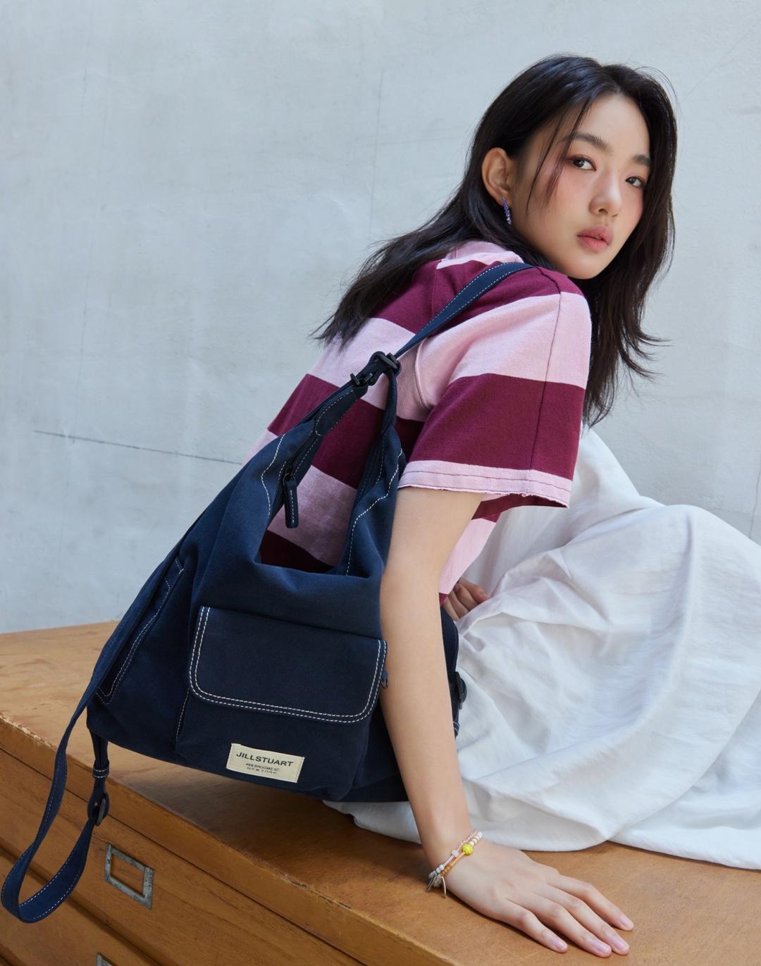 [인기급상승][젤라또] 네이비 캔버스 스티치 호보숄더 겸 백팩