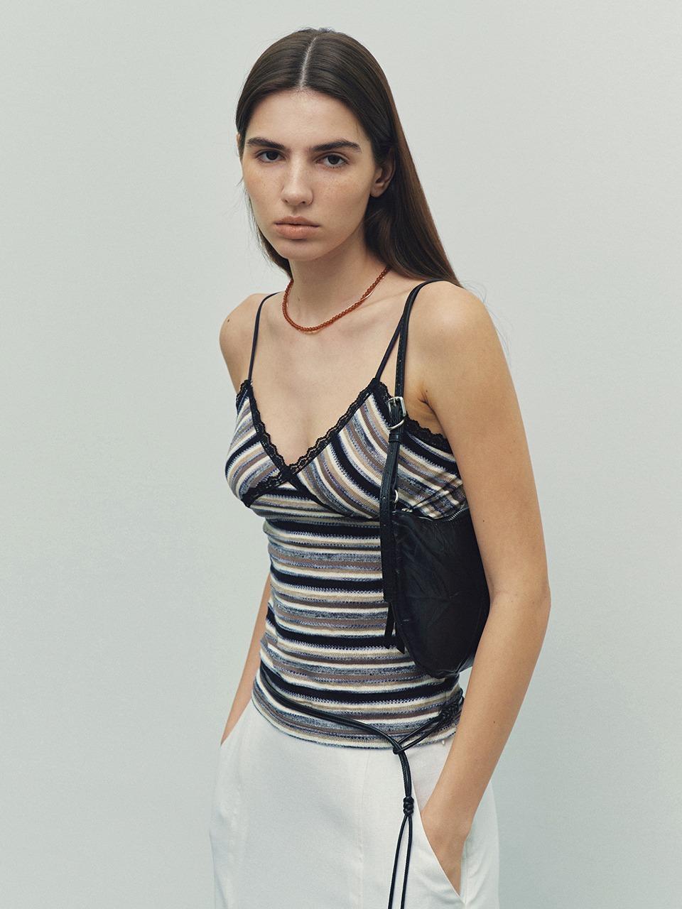 Lace Multi Stripe Sleeveless (Brown)