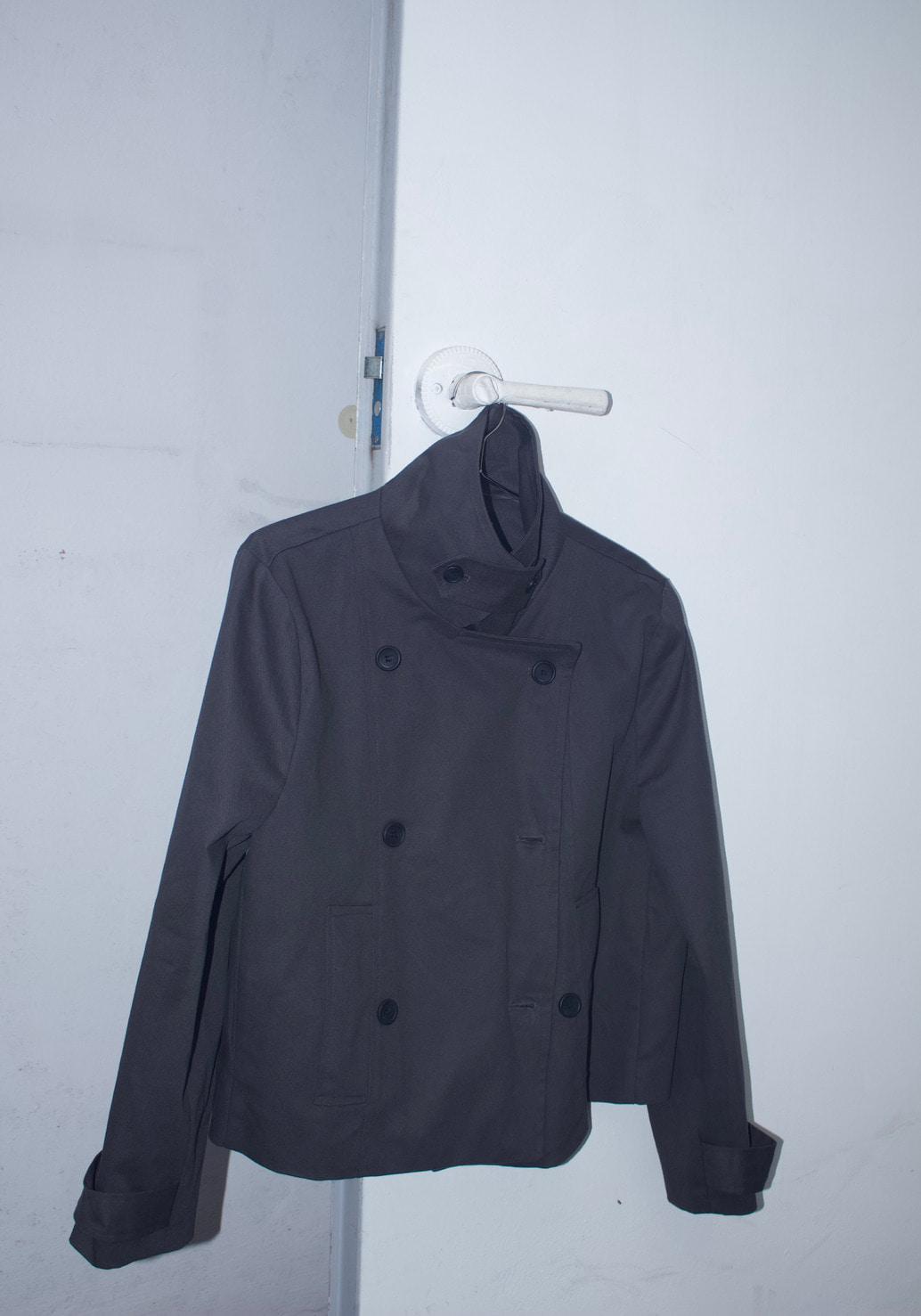 high-neck double trench short jacket (3c)