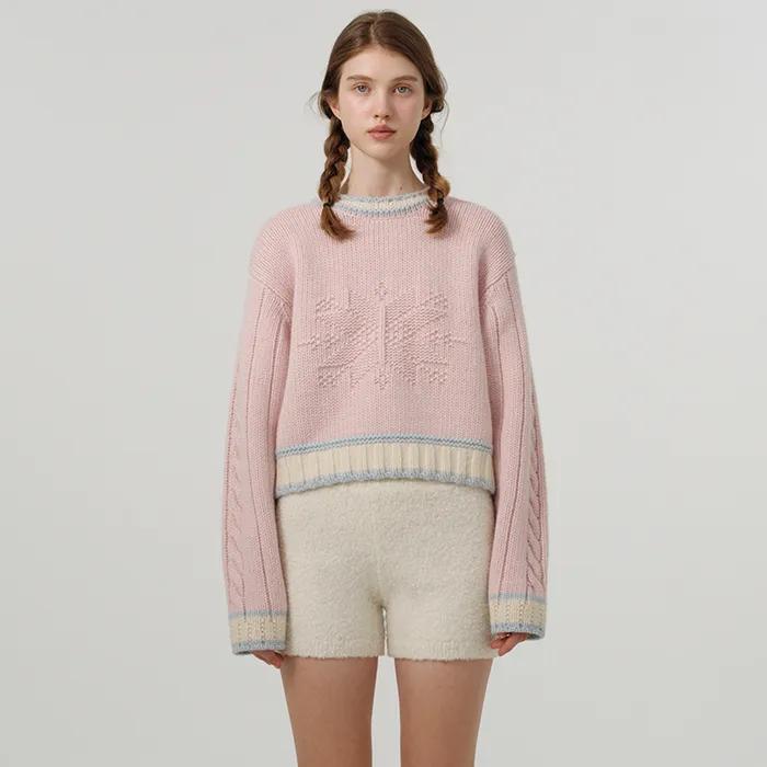 Pastel Snow Crystal Knit Sweater