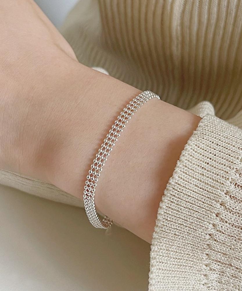 [무배] 925실버 all silver 볼 레이스 체인 포인트 팔찌