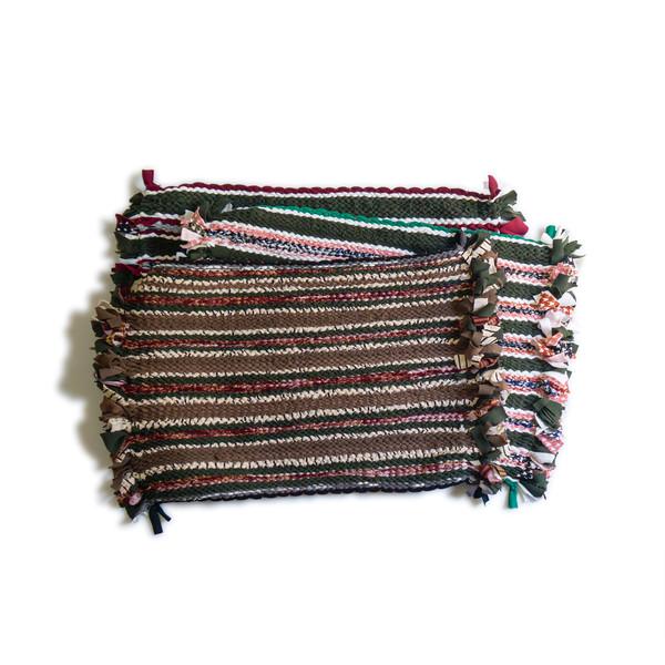 #1 RECYCLED FABRIC FOOT MAT - HAND CRAFTED °RANDOM COLOURS°