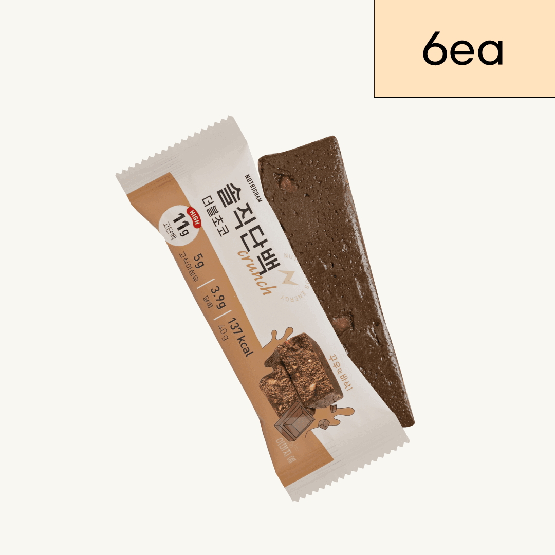 [뉴트리그램] 솔직단백바 크런치 저당 단백질바 더블초코 6개