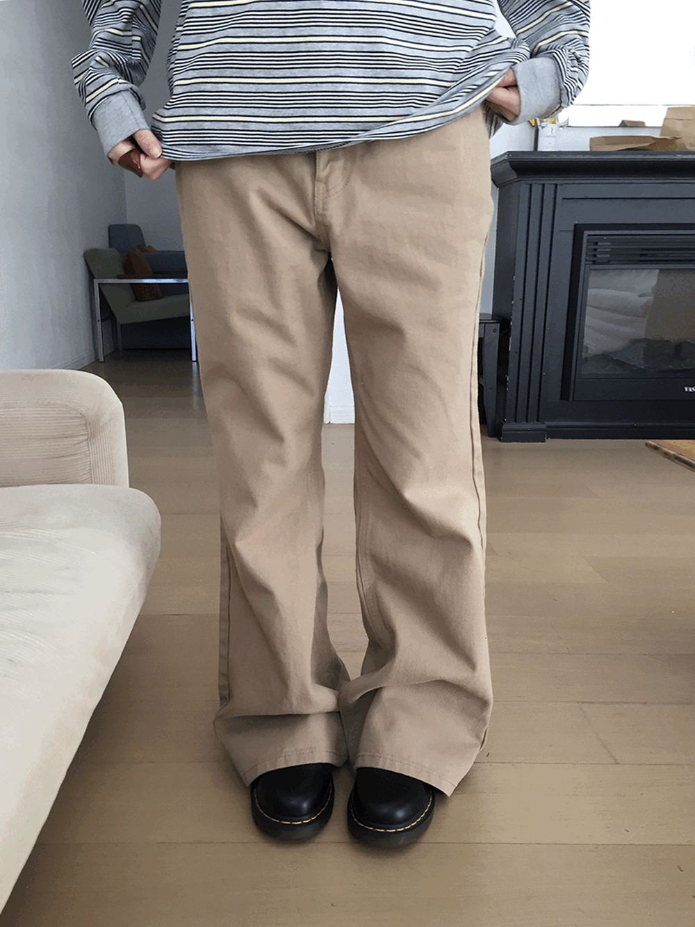 하우유 테니 부츠컷 와이드 코튼 팬츠 (2c)