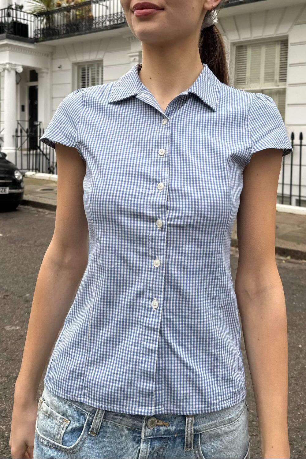 Rue Plaid Top - Blue and White Plaid / XS/S