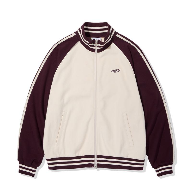 파이핑 트랙 피케 집업_버건디