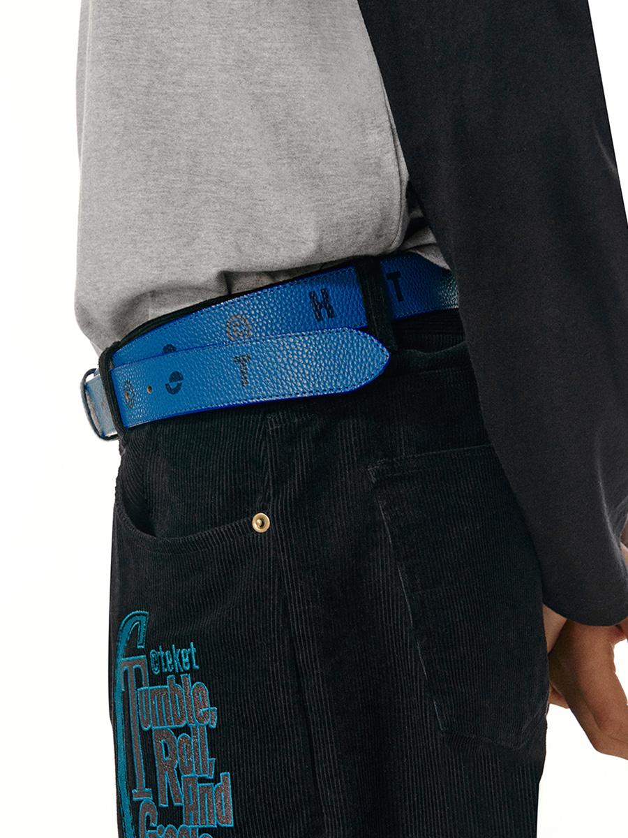 Humming Faux Leather Belt Blue
