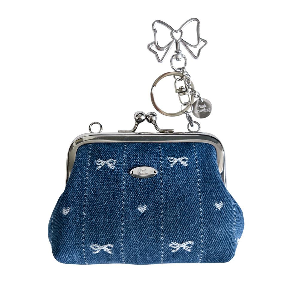 Mini ribbon denim frame pouch (핸드메이드 파우치)