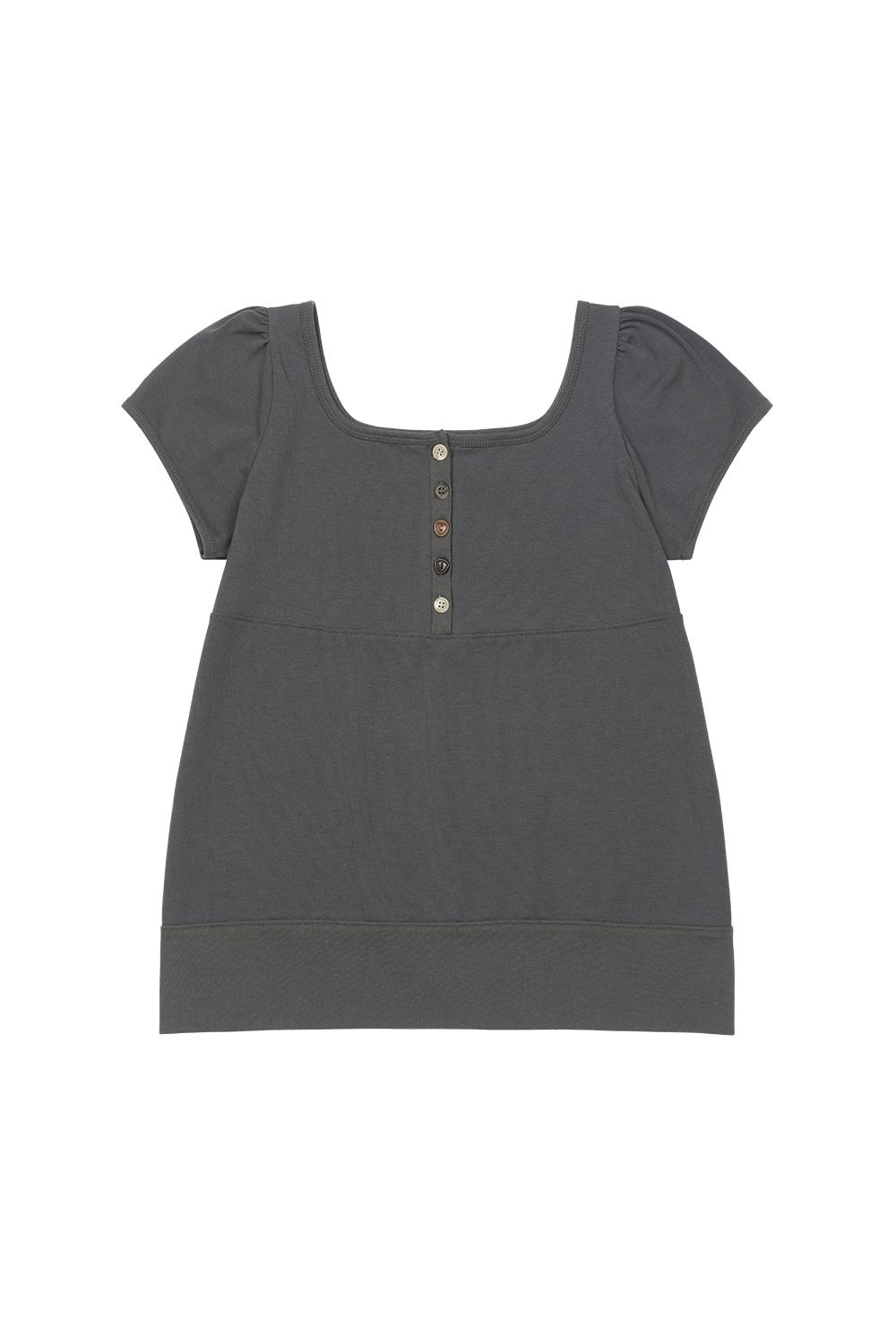 [5/27 예약배송] SQUARE NECK JERSEY BLOUSE, CHARCOAL
