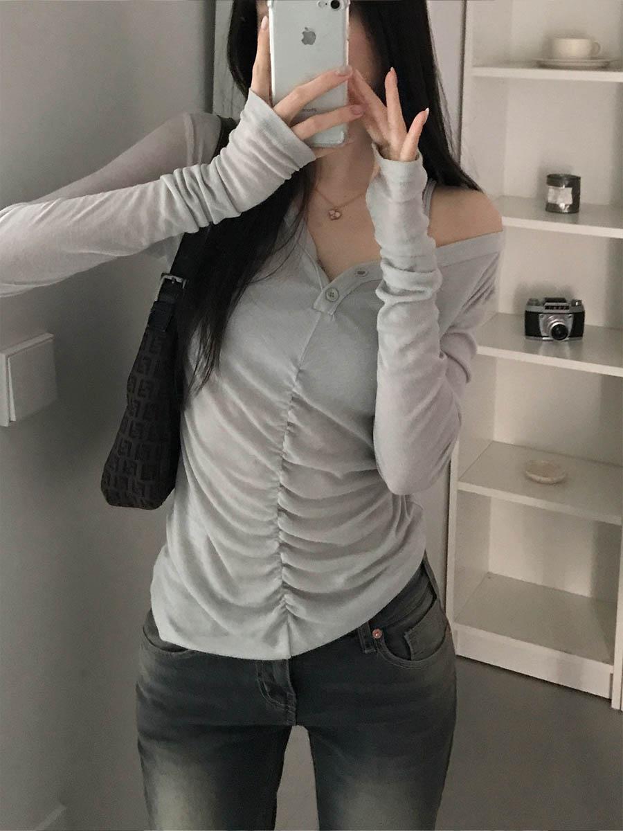 Tencel warmer shirring top