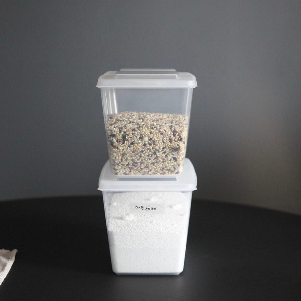 냉장고 정리 보관용기- 딱! 뚜껑 세워지는 3리터 가루세제 잡곡