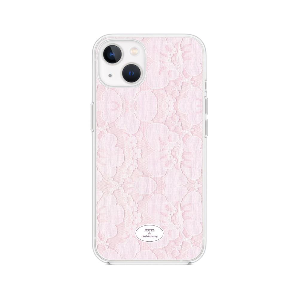 [New 10%] Pink lace jelly hard case (클리어)