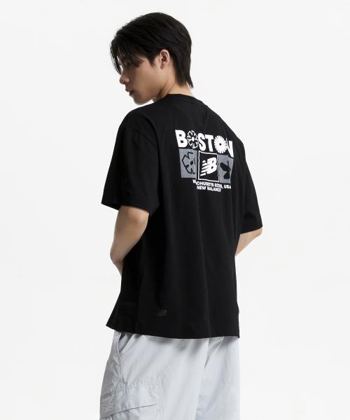 NBNEF31703 / UNI FROZEN 플라워 픽토그램 반팔티 (BLACK)
