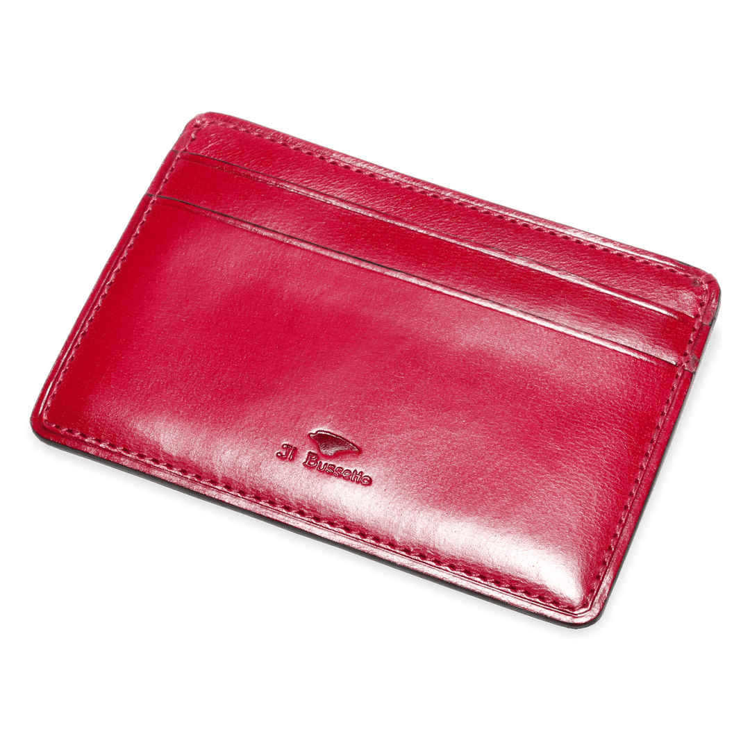 Card Holder in Coloured Leather - fuchsia