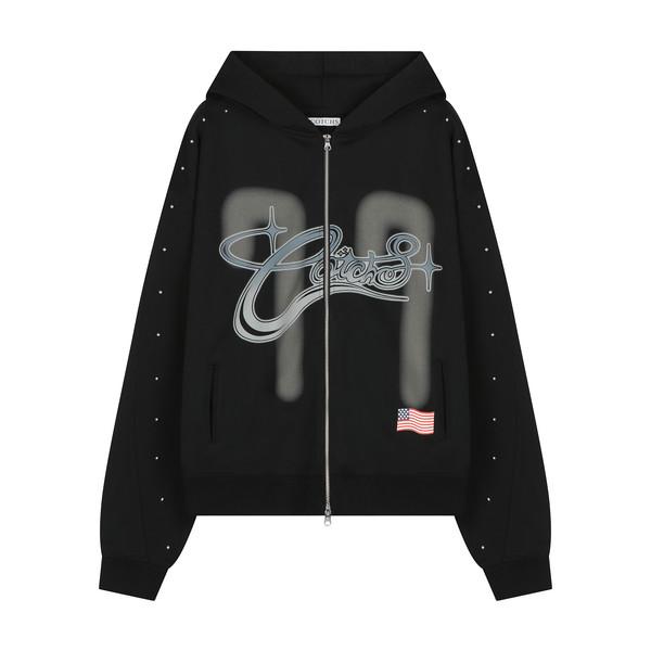 LUCKY77 HOODED ZIP UP(BLACK)