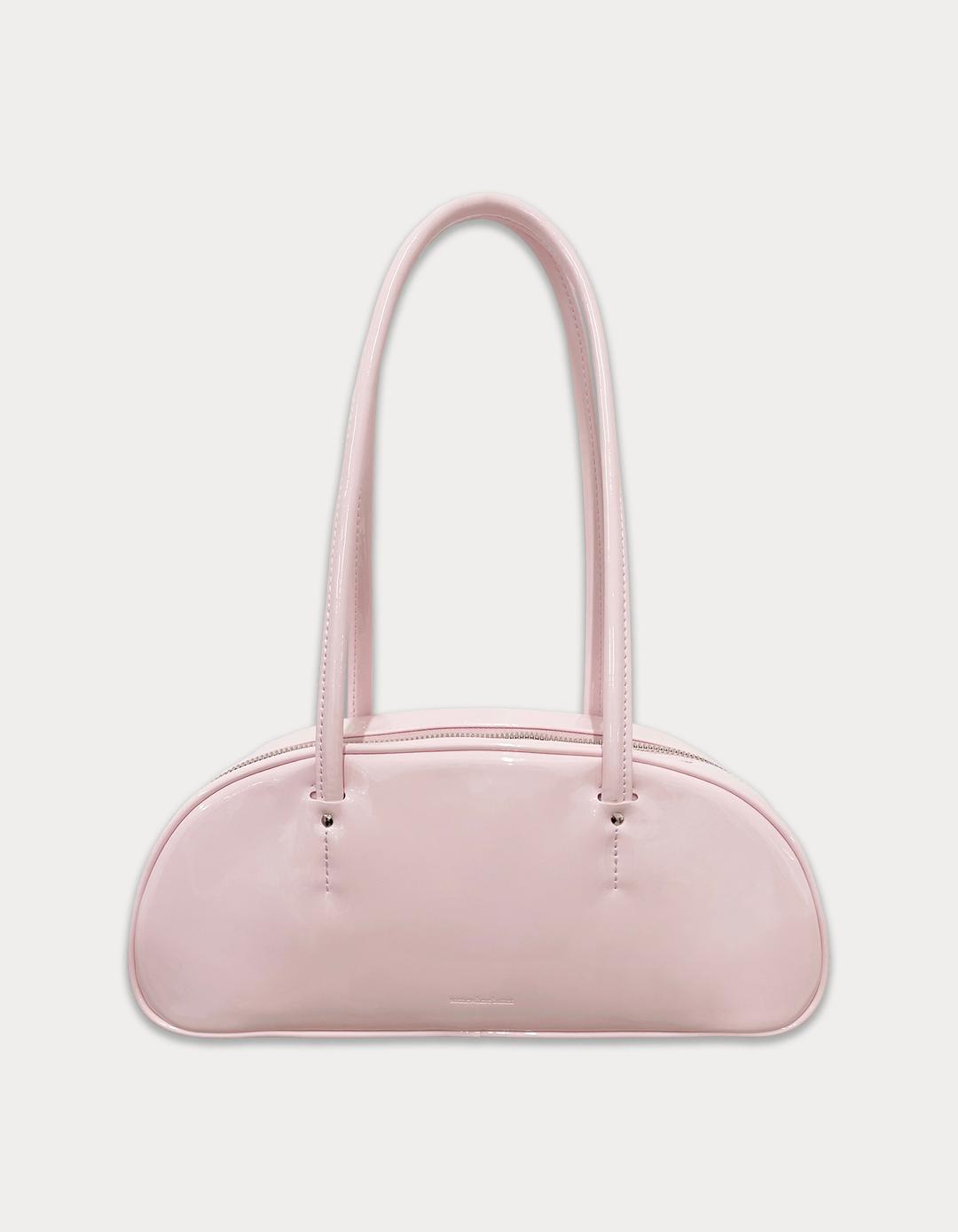 Glossy baguette bag - light pink