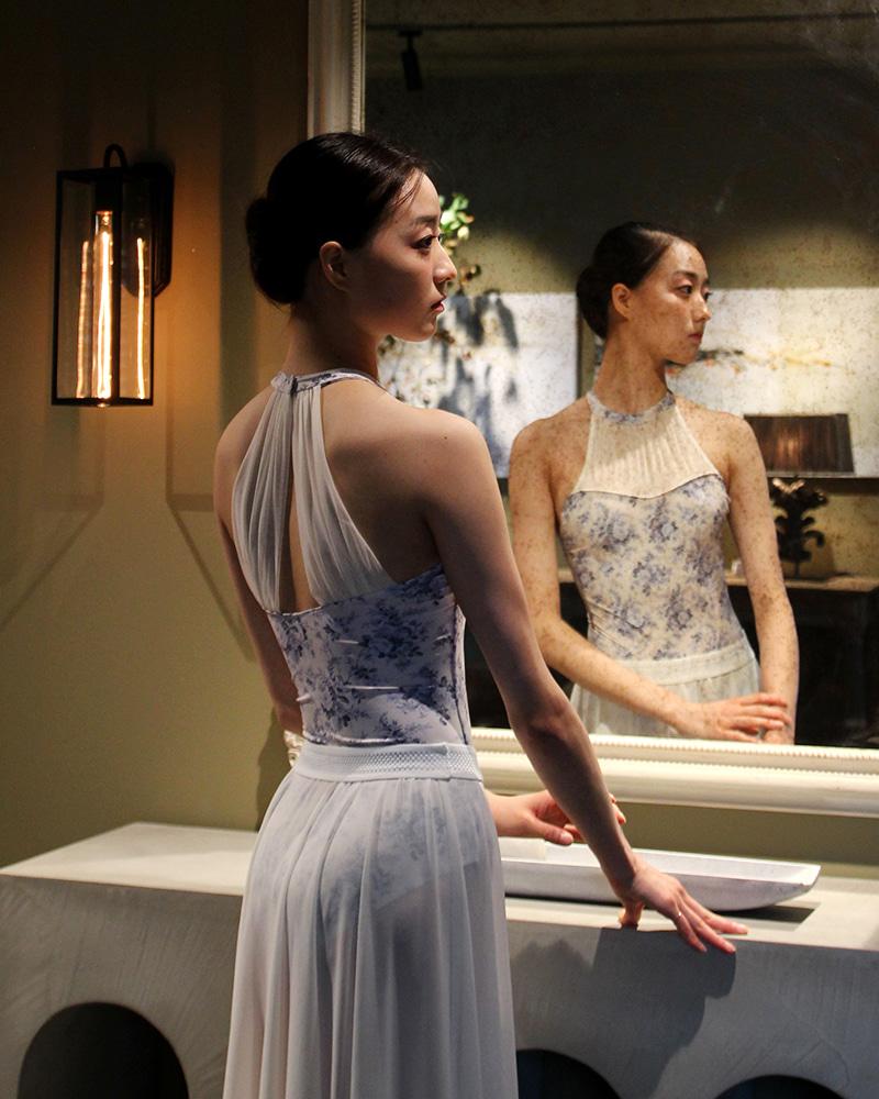 LTD018H-1 josephine halterneck leotard TOILE DE JOUY / BLUE