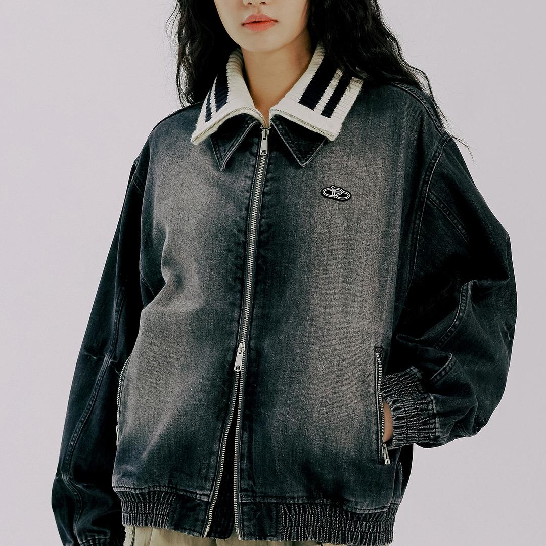 (08/20 예약배송)SHINING LOGO WASHED DENIM JACKET_BLACK