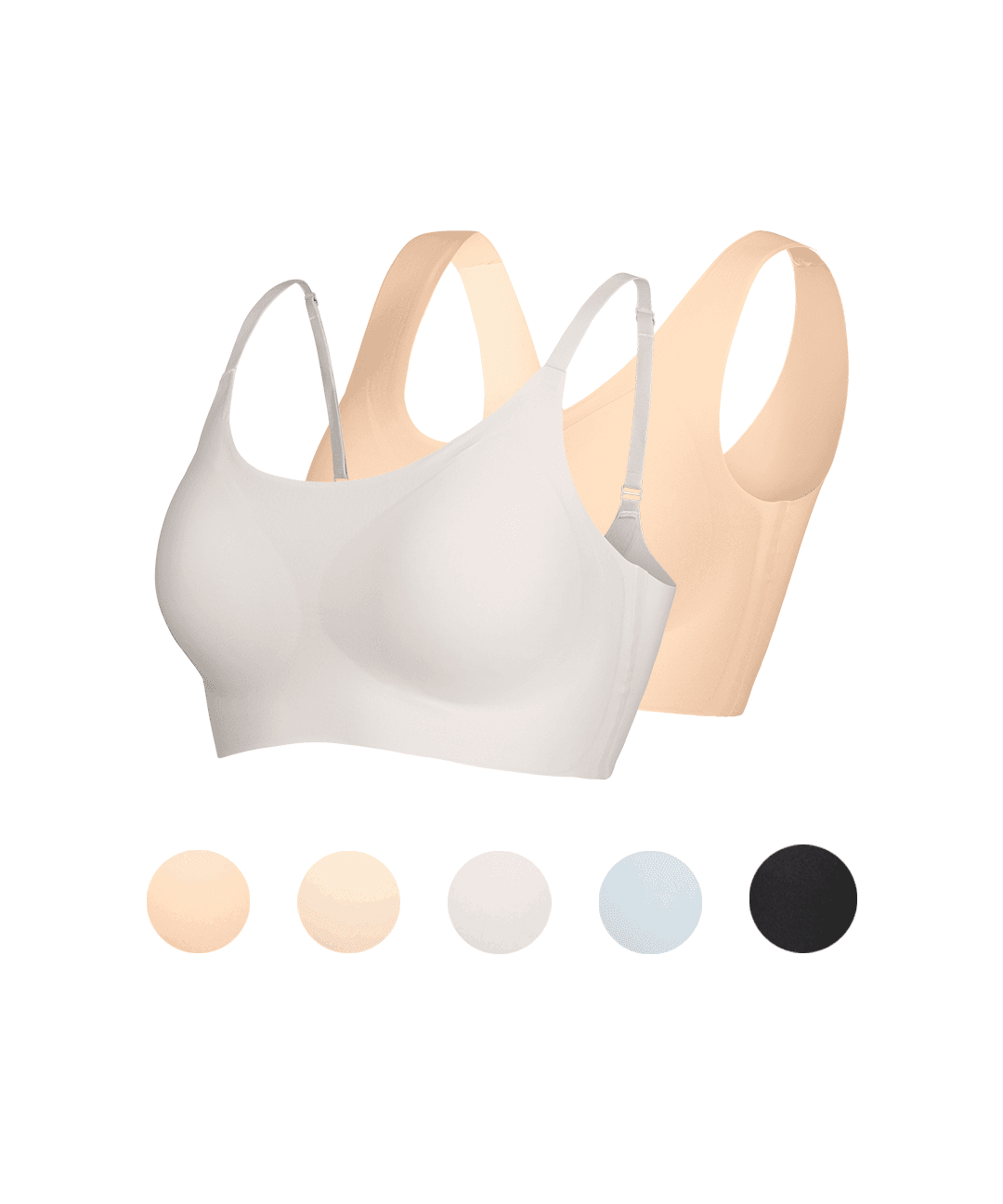 하성민기업 듀오 심리스 두 종류 어깨끈 유형 노와이어 브라 패드가 붙어있어 세탁이 편안한 노라인 브라(BR-011C/012C)