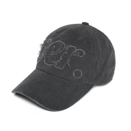 빅 버전 아플리케 피그먼트 볼캡 차콜