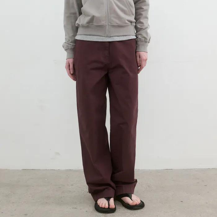 워싱 코튼 치노 팬츠 (버건디)
