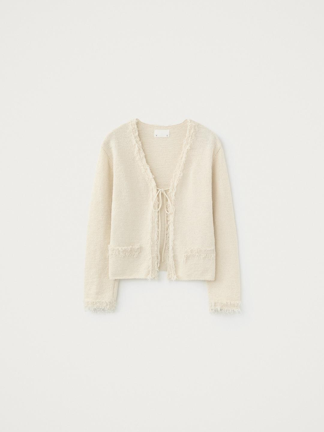 Fringe Open Cardigan, Ivory